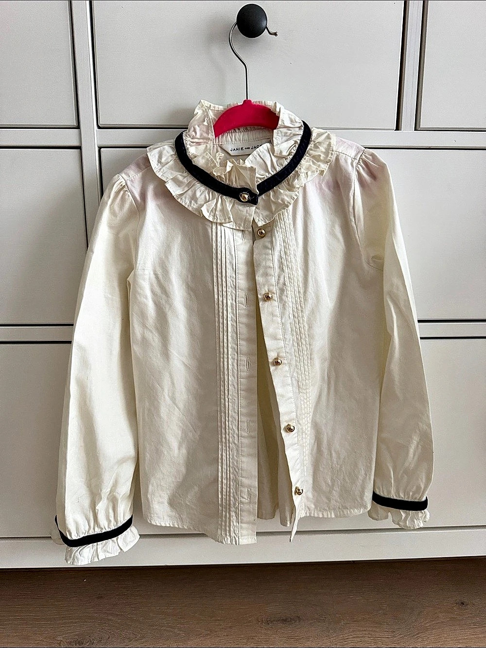 Janie and Jack Ruffle Collar Blouse in White Size 7